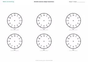 Vorschau - Arbeitsblätter - Uhrzeiten zeichnen – leere Uhren zum Zeiger einzeichnen | Klasse 1–3 - Deckblatt