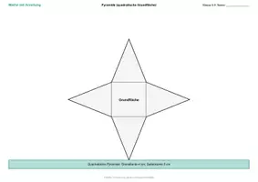Vorschau - Arbeitsblätter - Netz einer quadratischen Pyramide – Grundkante 4 cm | Klasse 5–9 - Deckblatt