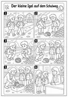 Vorschau - Arbeitsblätter - Freebie (Gratis) Bildergeschichte schreiben – Der kleine Igel (mit Wortspeicher, Fortsetzung & Musterlösung) | Deutsch Klasse 3/4 - Seite 1