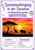 Vorschau - Stundenentwürfe - Kunst: Sonnenuntergang in der Savanne (Kunstprojekt mit Vorlage) - Deckblatt