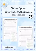 Vorschau - Arbeitsblätter - Sachaufgaben: schriftliche Multiplikation | Arbeitsblätter | Fußball | Kl. 4 - Deckblatt