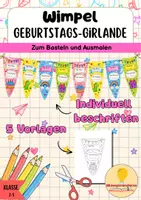 Vorschau - Mal- und Bastelvorlagen - Wimpel Geburtstagskalender - Schuljahresanfang - Deckblatt