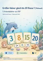 Vorschau - Arbeitsblätter - Größer kleiner gleich bis 20 Klasse 1 | Mathematik | 5 Arbeitsblätter als PDF - Deckblatt