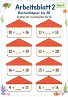 Vorschau - Arbeitsblätter - Rechenhäuser bis 20 Klasse 1 | Mathematik | 5 Arbeitsblätter als PDF - Seite 2