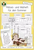 Vorschau - Mal- und Bastelvorlagen - Rätselheft: Sommer (Feriengruß, Sommerferien, BrainBreak Entspannung Schuljahresende) - Deckblatt