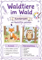 Vorschau - Stundenentwürfe - Kunst: Waldtiere im Wald (mit Vorlage) - Deckblatt
