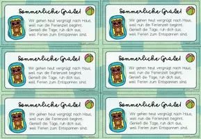 Vorschau - Mal- und Bastelvorlagen - Grußkärtchen zu den Sommerferien (Klassentier Grundschule Schuljahresende) - Seite 3