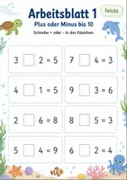 Vorschau - Arbeitsblätter - Fehlende Rechenzeichen bis 20 | Mathematik Klasse 1 | 5 Arbeitsblätter als PDF - Seite 1