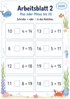 Vorschau - Arbeitsblätter - Fehlende Rechenzeichen bis 20 | Mathematik Klasse 1 | 5 Arbeitsblätter als PDF - Seite 2
