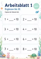 Vorschau - Arbeitsblätter - Zur 10 ergänzen | Mathematik Klasse 1 | 5 Arbeitsblätter als PDF - Seite 1