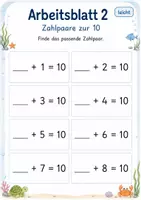 Vorschau - Arbeitsblätter - Zur 10 ergänzen | Mathematik Klasse 1 | 5 Arbeitsblätter als PDF - Seite 2