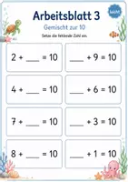 Vorschau - Arbeitsblätter - Zur 10 ergänzen | Mathematik Klasse 1 | 5 Arbeitsblätter als PDF - Seite 3