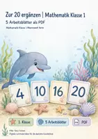 Vorschau - Arbeitsblätter - Zur 20 ergänzen | Mathematik Klasse 1 | 5 Arbeitsblätter als PDF - Deckblatt
