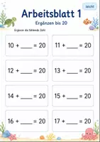 Vorschau - Arbeitsblätter - Zur 20 ergänzen | Mathematik Klasse 1 | 5 Arbeitsblätter als PDF - Seite 1