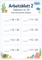 Vorschau - Arbeitsblätter - Zur 20 ergänzen | Mathematik Klasse 1 | 5 Arbeitsblätter als PDF - Seite 2