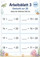 Vorschau - Arbeitsblätter - Zur 20 ergänzen | Mathematik Klasse 1 | 5 Arbeitsblätter als PDF - Seite 3