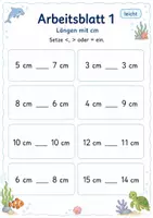 Vorschau - Arbeitsblätter - Längen vergleichen | Mathematik Klasse 1 | 5 Arbeitsblätter als PDF - Seite 1