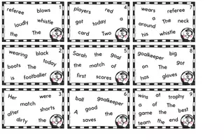 Vista previa - Hojas de trabajo - Football - Jumbled Sentences - página 1