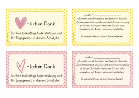 Vorschau - Bildkarten - Dankeskärtchen zum Schuljahresende - Seite 1