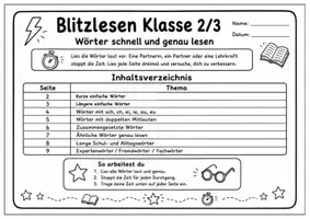 Vorschau - Arbeitsblätter - Lesen Klasse 2-3: Blitzlesen - Seite 1