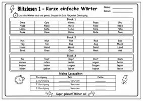 Vorschau - Arbeitsblätter - Lesen Klasse 2-3: Blitzlesen - Seite 2