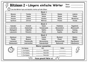 Vorschau - Arbeitsblätter - Lesen Klasse 2-3: Blitzlesen - Seite 3