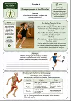 Vorschau - Unterrichtsreihen - Bewegungsapparat des Menschen – Wie Knochen, Muskeln und Gelenke zusammenarbeiten - Arbeitsblatt mit Fallimpuls, Bewegungserklärung, Alltagsbeispielen, Lösung und S/W-Version - Seite 1