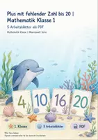Vorschau - Arbeitsblätter - Plus mit fehlender Zahl bis 20 | Mathematik Klasse 1 | 5 Arbeitsblätter als PDF - Deckblatt