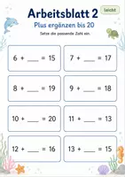 Vorschau - Arbeitsblätter - Plus mit fehlender Zahl bis 20 | Mathematik Klasse 1 | 5 Arbeitsblätter als PDF - Seite 2