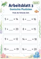 Vorschau - Arbeitsblätter - Plus mit fehlender Zahl bis 20 | Mathematik Klasse 1 | 5 Arbeitsblätter als PDF - Seite 3