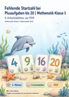 Vorschau - Arbeitsblätter - Fehlende Startzahl bei Plusaufgaben bis 20 | Mathematik Klasse 1 | 5 Arbeitsblätter als PDF - Deckblatt