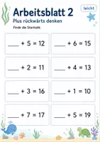 Vorschau - Arbeitsblätter - Fehlende Startzahl bei Plusaufgaben bis 20 | Mathematik Klasse 1 | 5 Arbeitsblätter als PDF - Seite 2