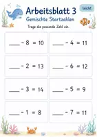 Vorschau - Arbeitsblätter - Fehlende Startzahl bei Minusaufgaben bis 20 | Mathematik Klasse 1 | 5 Arbeitsblätter als PDF - Seite 3