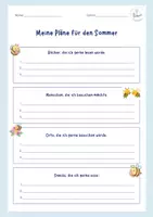 Vorschau - Arbeitsblätter - FREEBIE - Meine Pläne für den Sommer 🌻 - Deckblatt