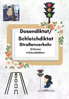 Vorschau - Stundenentwürfe - Dosendiktat / Schleichdiktat Straßenverkehr & Verkehrserziehung 🚦 (32 Karten + 2 Lineaturen) - Deckblatt