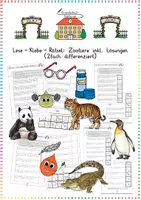 Vorschau - Arbeitsblätter - Zoo & Zootiere: Lese-Klebe-Rätsel (Leseförderung & Logik) - Sachunterricht / Deutsch - Kl. 2/3 - Deckblatt