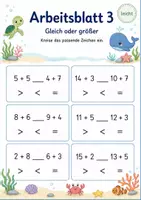 Vorschau - Arbeitsblätter - Summen vergleichen bis 20 | Mathematik Klasse 1 | 5 Arbeitsblätter als PDF - Seite 3
