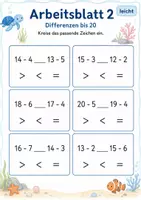 Vorschau - Arbeitsblätter - Differenzen vergleichen bis 20 | Mathematik Klasse 1 | 5 Arbeitsblätter als PDF - Seite 2