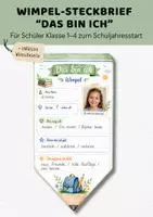 Vorschau - Arbeitsblätter - Wimpel Steckbrief "Das bin ich" | Grundschule Klasse 1-4 | Kennenlernen Schuljahresstart Schulanfang - Deckblatt