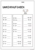 Vorschau - Arbeitsblätter - Umkehraufgaben ZR 10 - Seite 1