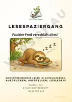 Vorschau - Arbeitsblätter - Lesespaziergang: Faultier Fred verschläft alles! - Seite 1