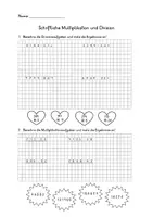 Vorschau - Arbeitsblätter - schriftliche Multiplikation u. Division mit 2-stelligem Multiplikator bzw. Divisor - Seite 1