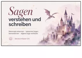 Vorschau - Präsentationen/Tafelbilder - Sagen Einführung Präsentation – Merkmale, Aufbau & eigene Sage schreiben | Deutsch Klasse 5/6 - Seite 1
