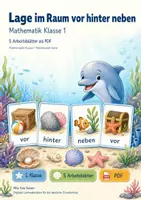 Vorschau - Arbeitsblätter - Lage im Raum vor hinter neben | Mathematik Klasse 1 | 5 Arbeitsblätter als PDF - Deckblatt