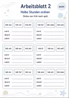 Vorschau - Arbeitsblätter - Uhrzeiten ordnen | Mathematik Klasse 1 | 5 Arbeitsblätter als PDF - Seite 2