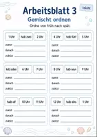 Vorschau - Arbeitsblätter - Uhrzeiten ordnen | Mathematik Klasse 1 | 5 Arbeitsblätter als PDF - Seite 3