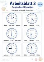 Vorschau - Arbeitsblätter - Passende Uhrzeit finden | Mathematik Klasse 1 | 5 Arbeitsblätter als PDF - Seite 3