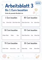 Vorschau - Arbeitsblätter - Passend bezahlen bis 1 Euro | Mathematik Klasse 1 | 5 Arbeitsblätter als PDF - Seite 3