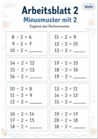 Vorschau - Arbeitsblätter - Rechenmuster Minus bis 20 | Mathematik Klasse 1 | 5 Arbeitsblätter als PDF - Seite 2