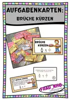 Vorschau - Aufgabenkarten - Aufgabenkarten Brüche kürzen + Lösung - Deckblatt